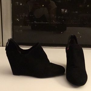 Via Spiga black suede wedge booties